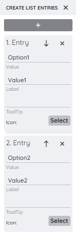 Optionlist picker inside the detail panel